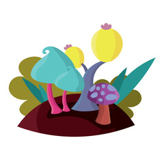 Colorful fantasy mushrooms set. Vector