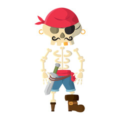 Pirate skeleton costume style. Vector