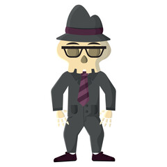 Business skeleton with glasses. Vector