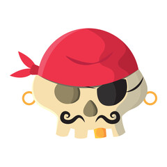 Pirate skull with red bandana. Vector