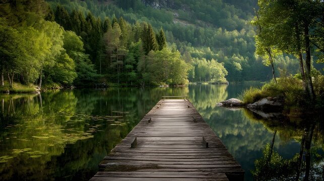 Experience romantic lakeside getaway on charming wooden jetty, breathtaking sunsets, intimate ambiance, serene water reflections