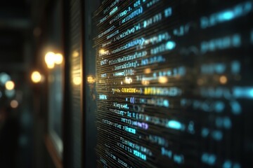 A close up of a computer screen with a bunch of code on it