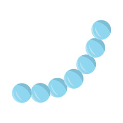 Light blue pearl necklace beads. Vector