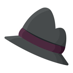 Gray fedora with purple band. Vector
