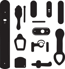Fototapeta premium Vintage Door Hardware Silhouettes: Black and White Vector Elements