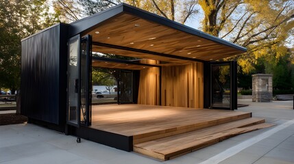 Fototapeta premium Enhance Acoustic Performance with Stylish MDF Panels and Rubber Damping for Superior Modern Pavilion Comfort