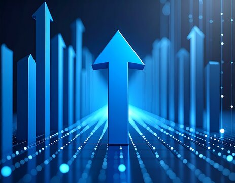 Blue Arrow Ascending Growth, Progress, Success, Technology, Future, Innovation, Data, Digital, Upwar