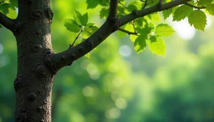 Obraz premium A young tree with visible knots and branches, suitable for climbing , fun, plant