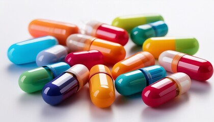 colorful capsules on a white background