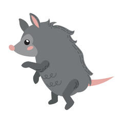 Adorable opossum character. Vector