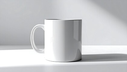 Obraz premium White Ceramic Mug Against White Background with Shadow for Mockup
