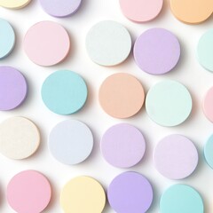 Obraz premium Pastel-colored circles arranged on white background