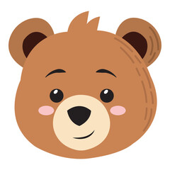 Smiling bear cartoon face. Vector