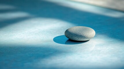 Gray stone on blue background minimalist serenity image