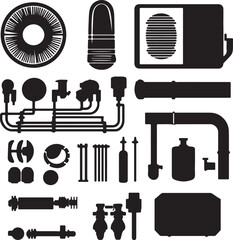 Black Silhouette Industrial Components and Machinery Elements