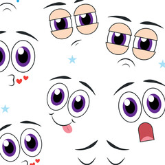 Cartoon face expression background. Vector
