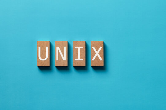 There is wood block with the word UNIX. It is as an eye-catching image.