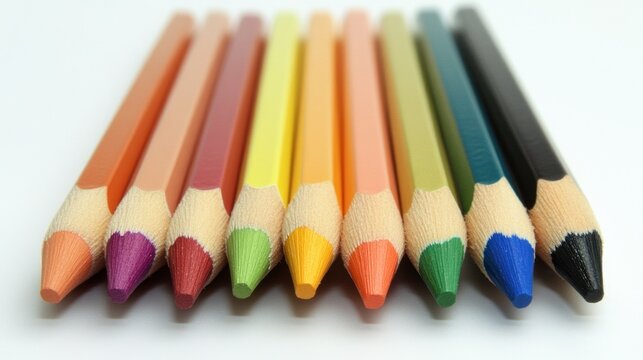 Colorful pencils row closeup vibrant hues art supplies education creativity