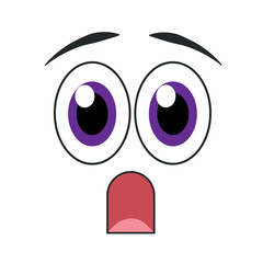 Surprised cartoon face emoji. Vector