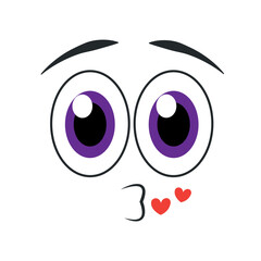 Fototapeta premium Cute kiss emoji face vector. Vector