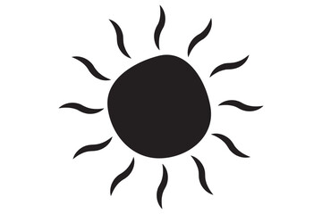 Hand drawn sun with rays icon.  Sun symbol vector. Summer design. White background