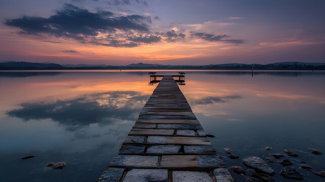Witness Peaceful Sunset Mirror Reflections On A Serene Jetty Offering Tranquil Coastal Photography Inspiration Daily