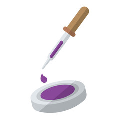 Dropper over petri dish icon. Vector