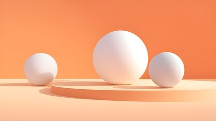 Experience Intriguing Contrast of White Spheres Emitting Precise Circular Silhouettes Against Stark Background Minimal Art