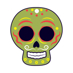 Isolated colored dia de los muertos skull icon Vector