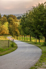 View at a peaceful und romantic street in lower bavaria in summer outdoors