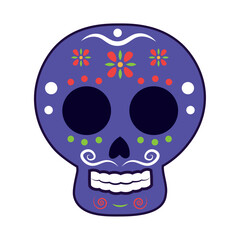 Isolated colored dia de los muertos skull icon Vector