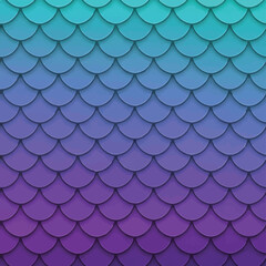Scales pattern with gradient of teal to purple. Overlapping circles create a textured, fish-scale like design. Abstract background.