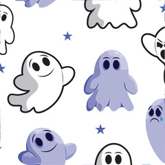 Halloween ghost character Pattern background Vector
