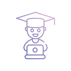 Student Online Study icon vector stock illustration