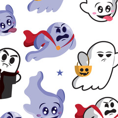 Halloween ghost character Pattern background Vector
