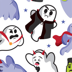 Halloween ghost character Pattern background Vector