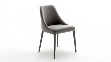 Fototapeta premium Minimalist chair grey hues and sleek details isolated on a clean white background from a top down perspective