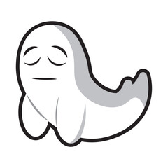 Cute sad halloween ghost character Vector