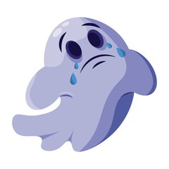 Fototapeta premium Cute crying halloween ghost character Vector