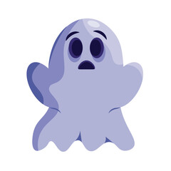 Cute scared halloween ghost character Vector