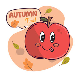 Cute autumn apple character Vector