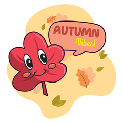 Cute happy autumn seasonal leaf character Vector