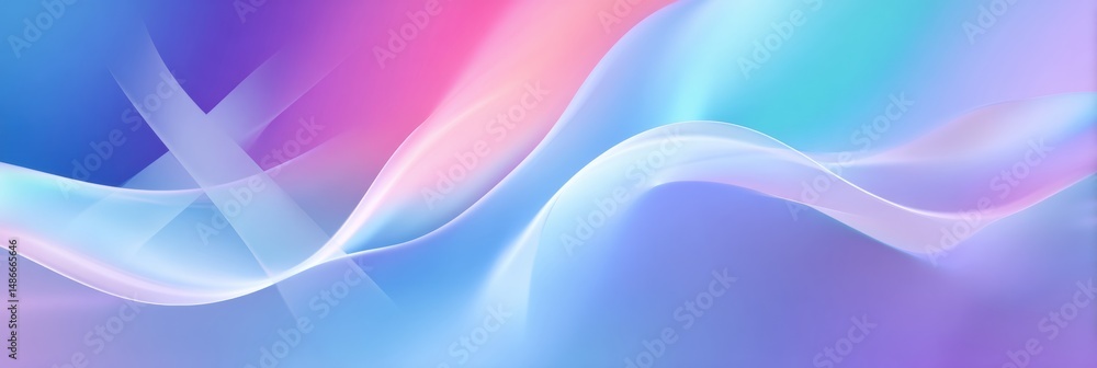 Poster Abstract Wave Design Featuring a Cross Shape and Pastel Color Fields in a Harmonious Blend of Soft Hues