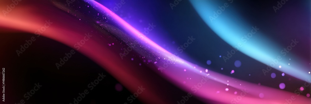 Poster abstract digital art featuring vibrant pink, purple, and blue wave patterns, with subtle sparkle and