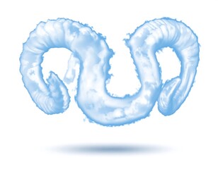Naklejka premium Abstract Cloud Formation in Light Blue with Soft Texture and Shadow on White Background