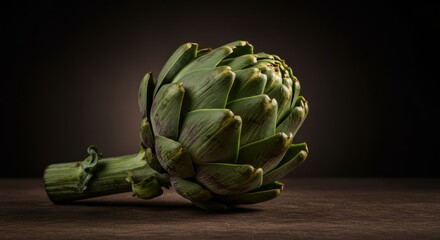 Fototapeta premium Elegant artichoke portrait showcasing its complex texture and rich color palette