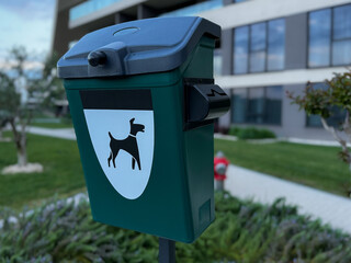 Dog Waste Bin in Urban Park 