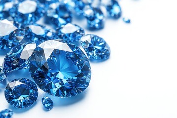 Close-up view of many brilliant blue gemstones.