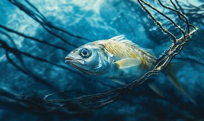 Obraz premium Underwater Fish with Mangrove Roots.
