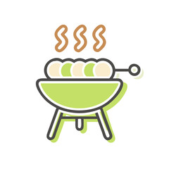 Grilled meat on barbecue with smoke in minimalist style  